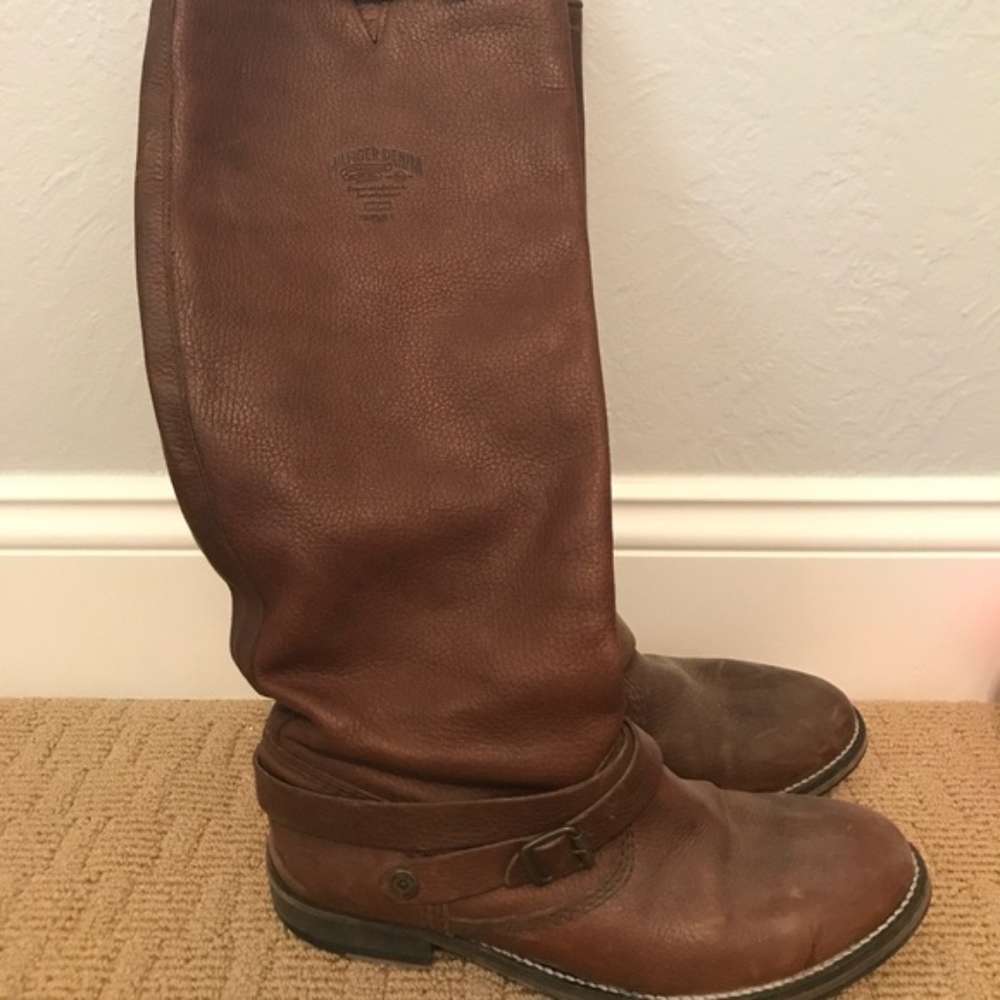 Tall Brown Leather Tommy Hilfiger Boots - Size 39